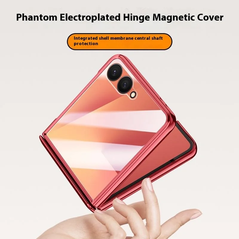 For Samsung Galaxy Z Flip7 5G Magnetic Case Hard PC + Acrylic Phone Cover with HD Rear Small Screen Protector - Black