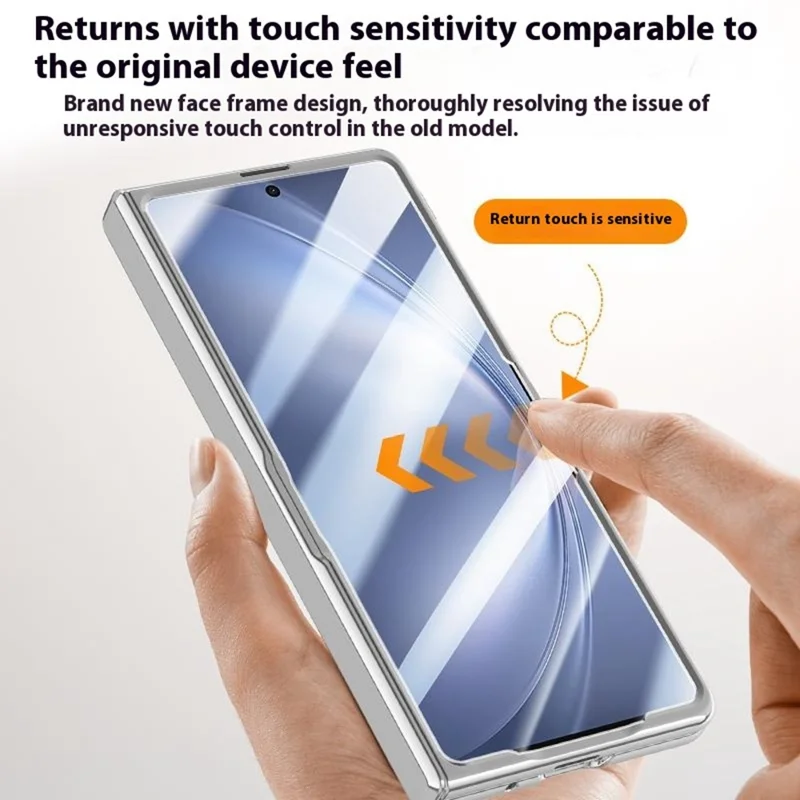 Для vivo X Fold5 5G магнитный чехол ПК + акриловая крышка телефона с закаленной стеклянной пленкой HD, подставка для объектива - черный