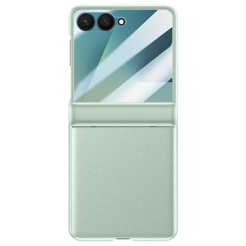 Capa para Samsung Galaxy Z Flip7 5G em Couro + PC com Protetor de Tela Traseiro - Verde