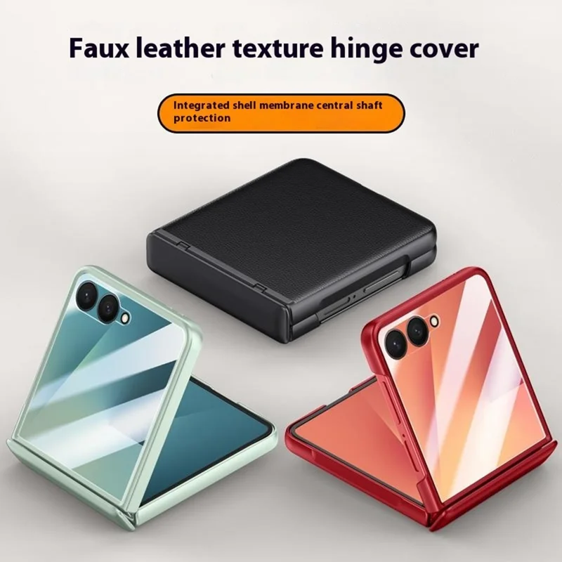 Capa para Samsung Galaxy Z Flip7 5G em Couro + PC com Protetor de Tela Traseiro - Verde