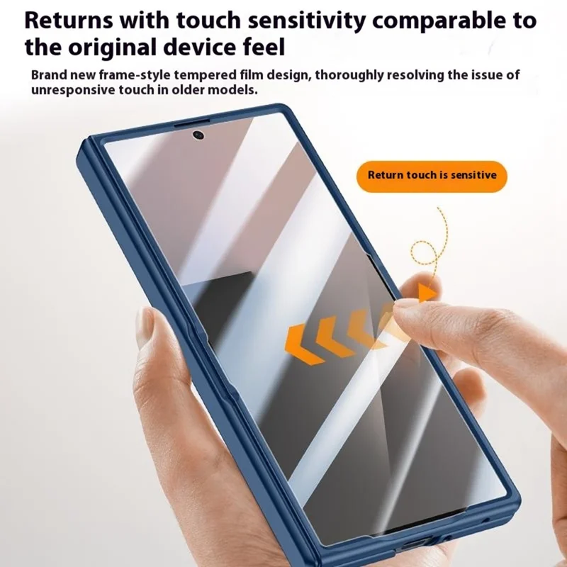Étui pour Samsung Galaxy Z Fold7 5G en cuir + PC avec film de verre trempé HD, support de lentille - Noir