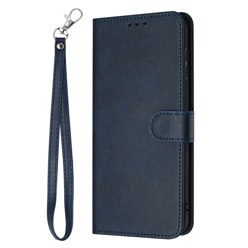 Per Oppo Reno14 5G (Globale) / Reno14 F 5G Cover a Portafoglio con Supporto Pieghevole - Texture Vitello, Pelle PU con Cinturino - Blu
