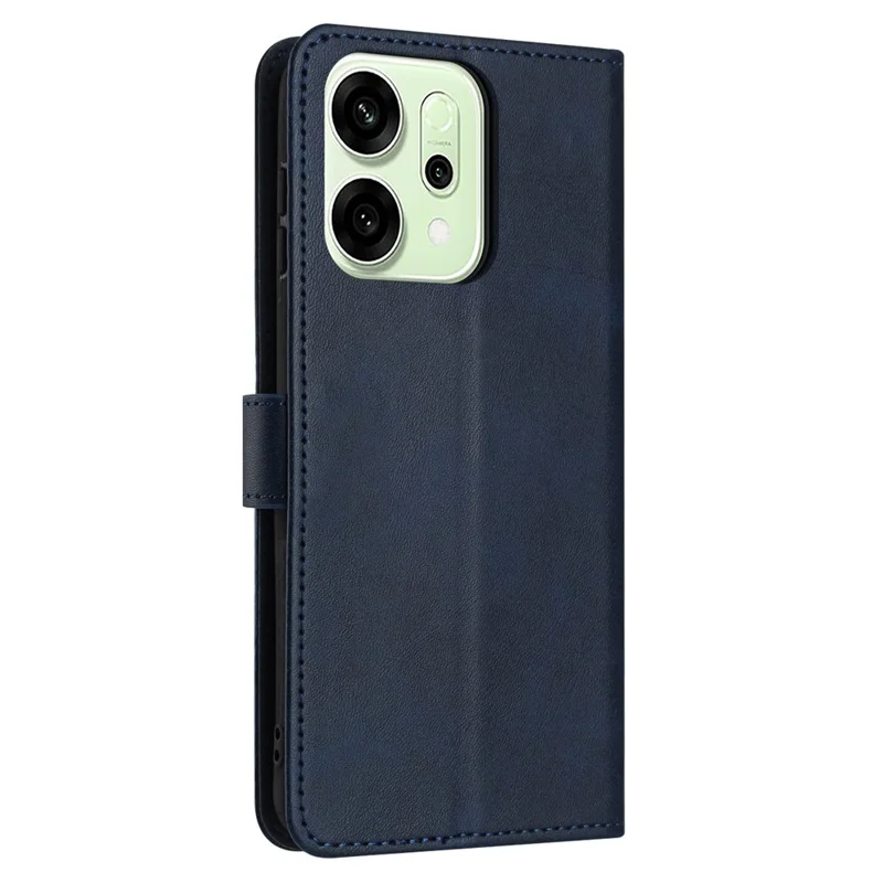 Per Oppo Reno14 5G (Globale) / Reno14 F 5G Cover a Portafoglio con Supporto Pieghevole - Texture Vitello, Pelle PU con Cinturino - Blu
