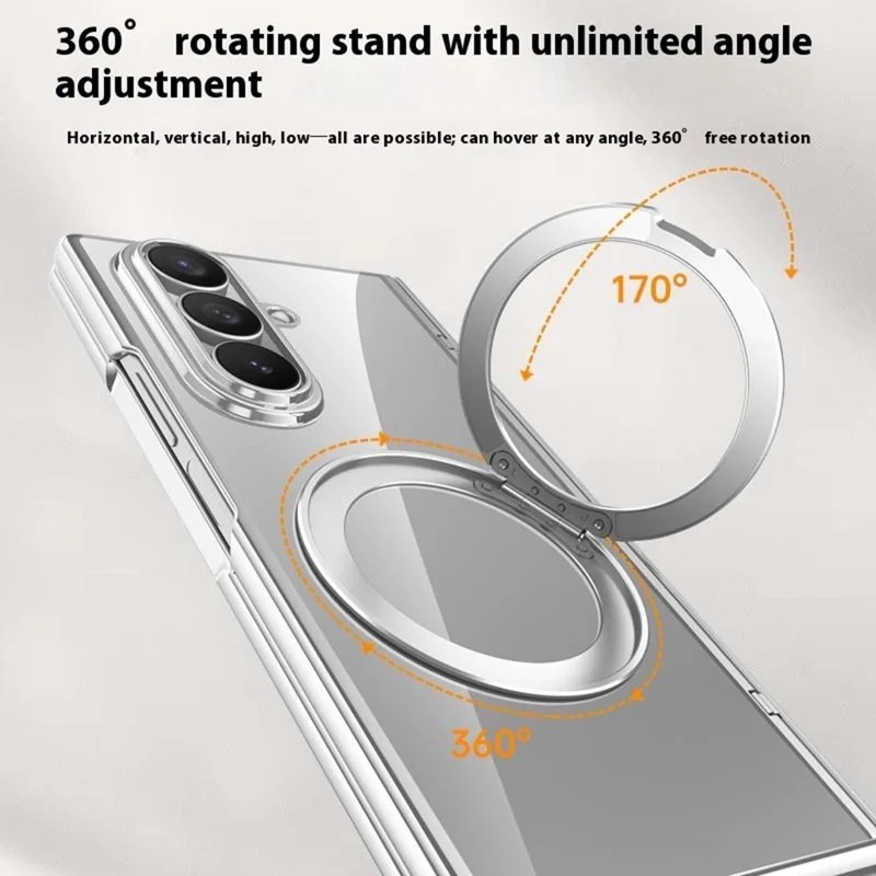 For Samsung Galaxy Z Fold7 5G Case Compatible with MagSafe Kickstand Electroplated PC Phone Cover with Screen Protector - Black