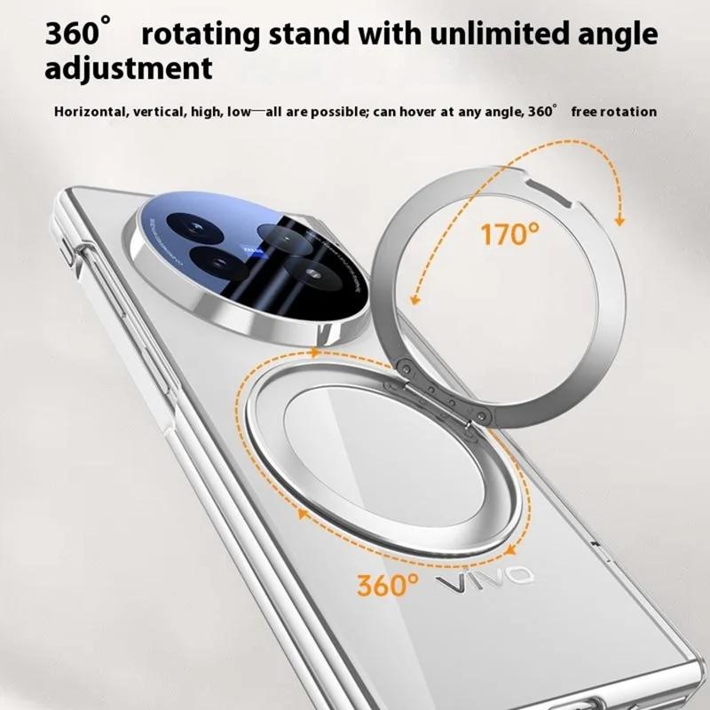 For vivo X Fold5 5G Magnetic Case Kickstand Electroplated PC Phone Cover with Screen Protector - Black