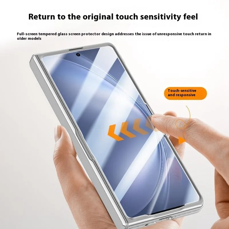 For vivo X Fold5 5G Magnetic Case Kickstand Electroplated PC Phone Cover with Screen Protector - Black