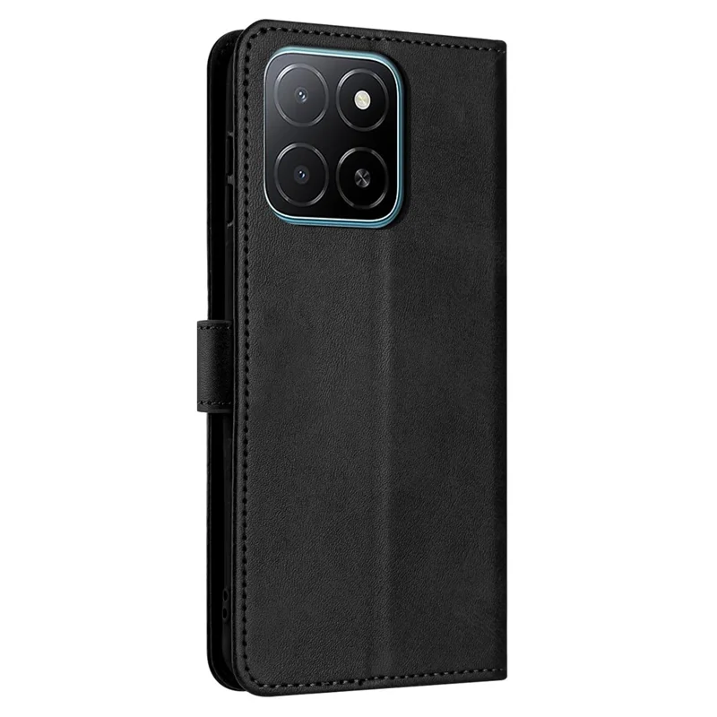 Capa For Honor X6c 4G com Suporte Flip, Textura de Couro de Bezerro, Carteira para Celular com Alça - Preto