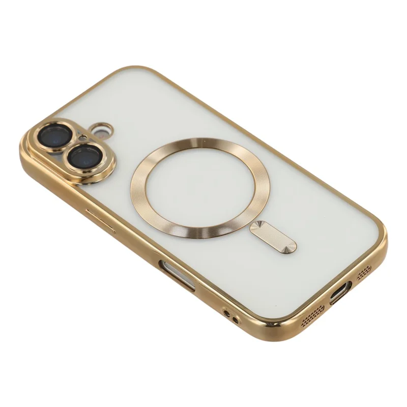 Magnetische Schutzhülle für iPhone 17 mit CD-Venen Glaslinsen-Schutz TPU Rückseite und Displayschutzfolie - Gold