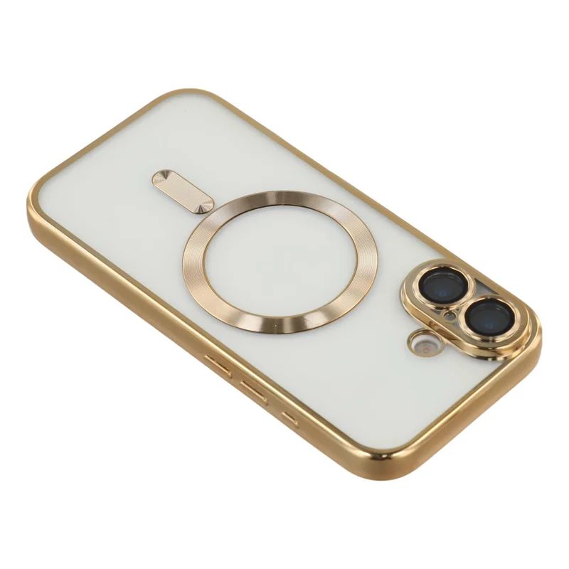 Magnetische Schutzhülle für iPhone 17 mit CD-Venen Glaslinsen-Schutz TPU Rückseite und Displayschutzfolie - Gold