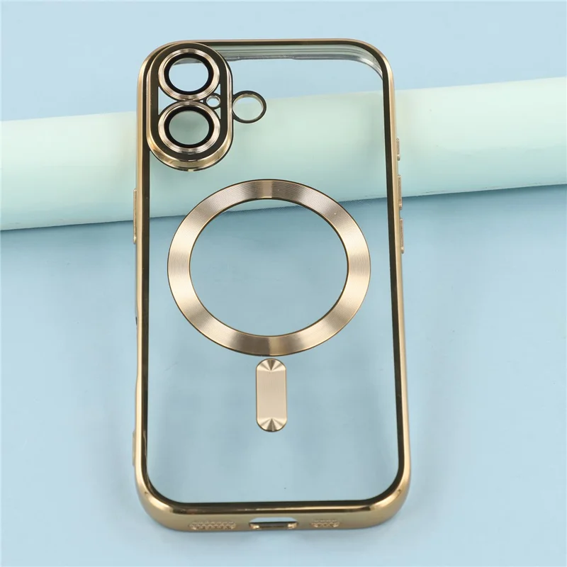 Magnetische Schutzhülle für iPhone 17 mit CD-Venen Glaslinsen-Schutz TPU Rückseite und Displayschutzfolie - Gold