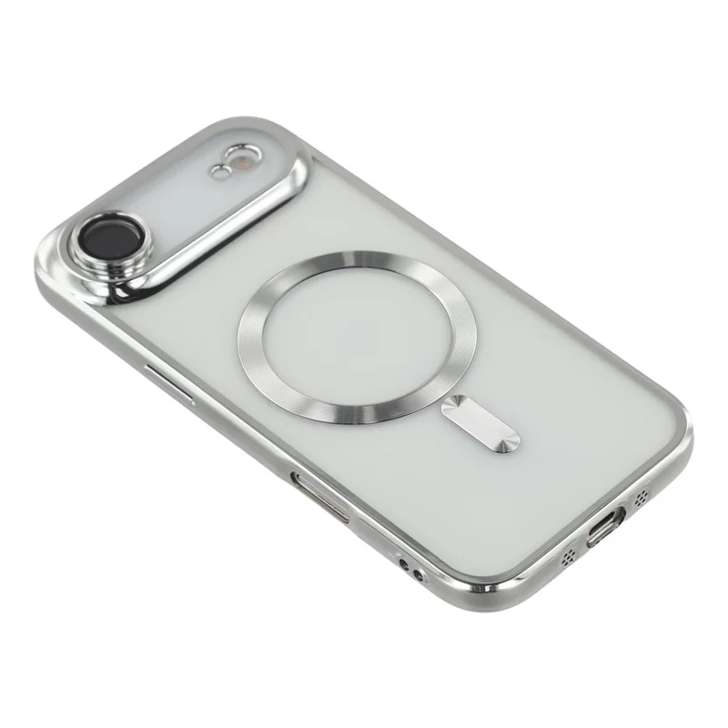Чехол для iPhone 17 с магнитным креплением и стеклянной защитой линзы CD Veins, мягкий чехол для телефона с защитной пленкой - Серебристый