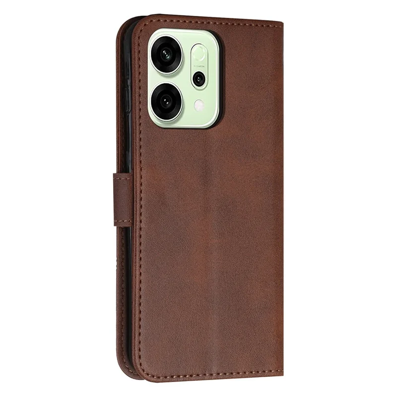 Per Oppo Reno14 5G (Globale) / Reno14 F 5G Cover in Pelle per Telefono con Supporto Pieghevole Portafoglio Flip con Cinturino - Marrone