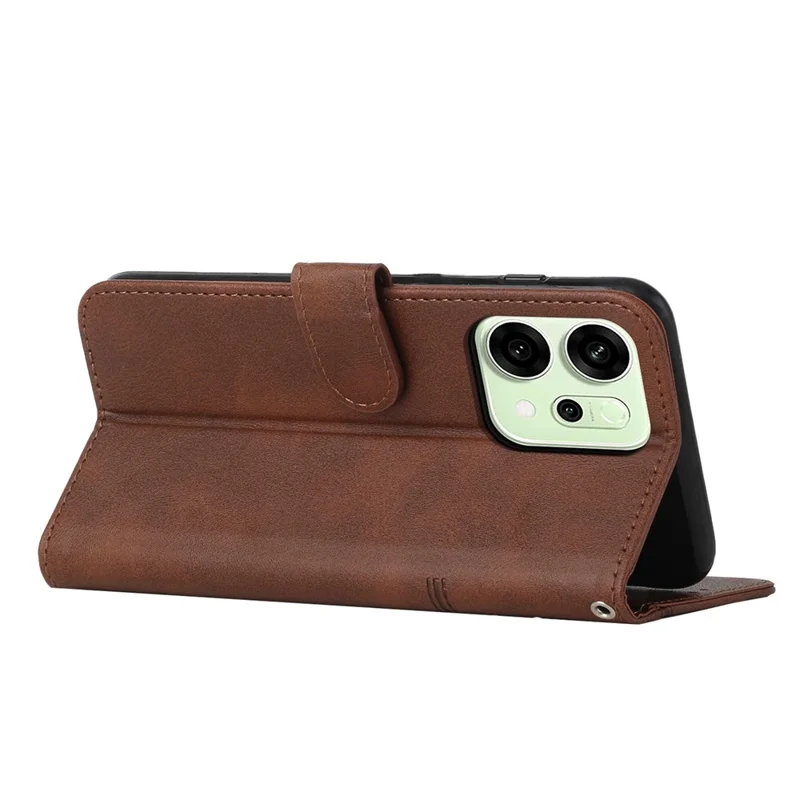 Per Oppo Reno14 5G (Globale) / Reno14 F 5G Cover in Pelle per Telefono con Supporto Pieghevole Portafoglio Flip con Cinturino - Marrone