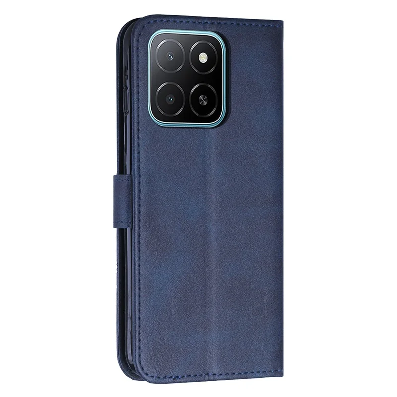 Capa de Couro Foldable para Honor X6c 4G com Suporte de Carteira e Alça - Azul