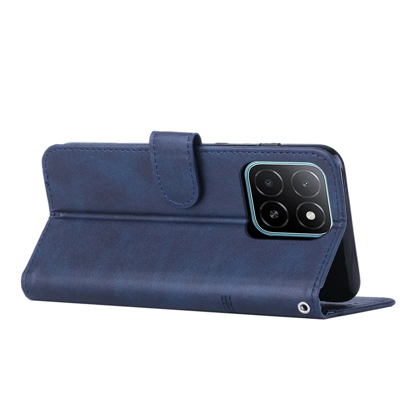 Capa de Couro Foldable para Honor X6c 4G com Suporte de Carteira e Alça - Azul