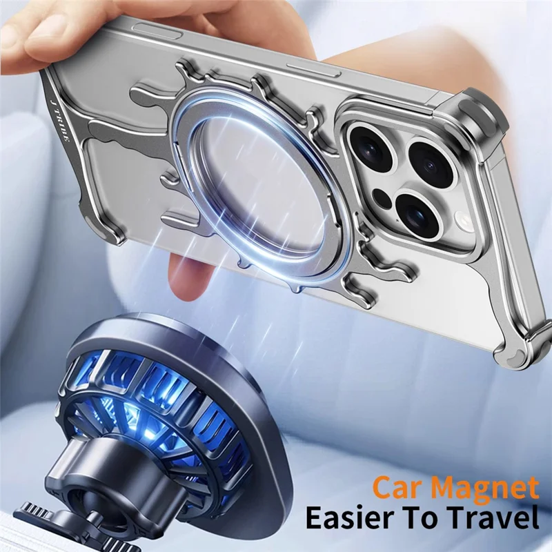 Glacier Series for iPhone 16 Pro Max Bumper Case Rotating Kickstand Metal Phone Cover Compatible with MagSafe - Dark Grey