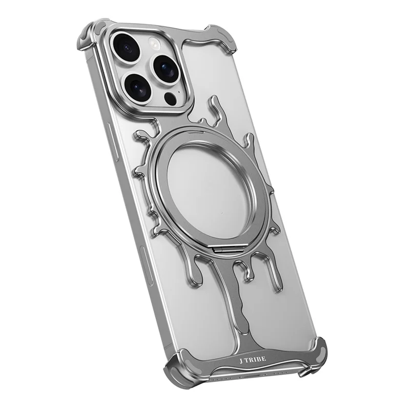 Glacier Series for iPhone 16 Pro Bumper Case Rotating Kickstand Metal Phone Cover Compatible with MagSafe - Dark Grey
