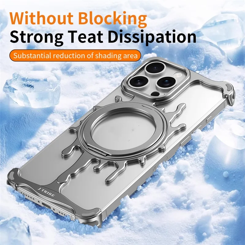Glacier Series for iPhone 16 Pro Bumper Case Rotating Kickstand Metal Phone Cover Compatible with MagSafe - Dark Grey