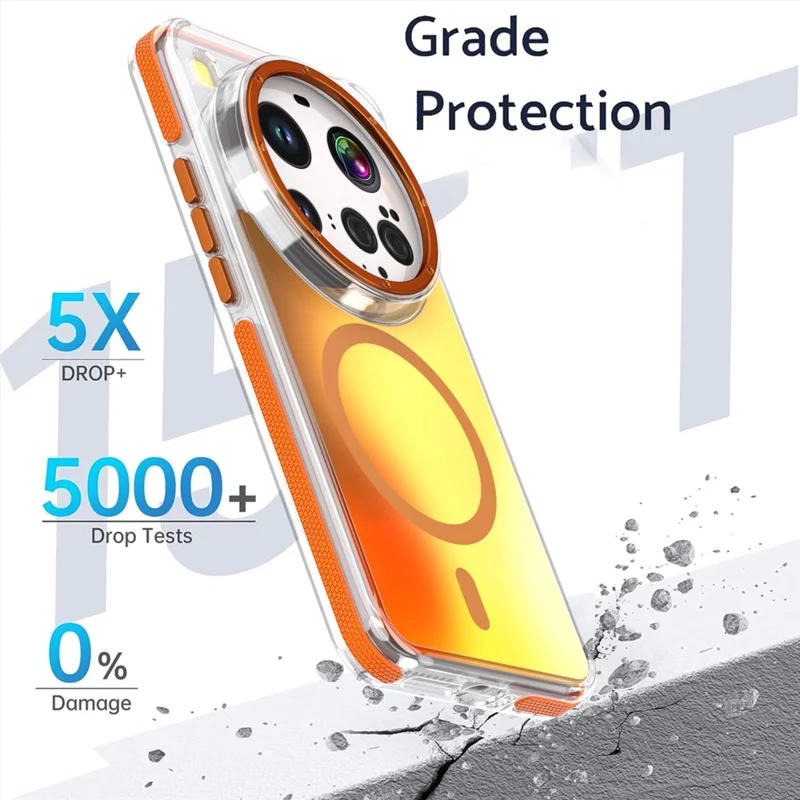 For Xiaomi 15 Ultra Case Compatible with MagSafe Color Changing TPU Acrylic Phone Back Cover - Orange