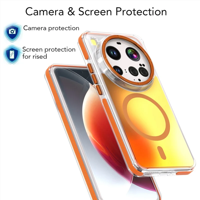 For Xiaomi 15 Ultra Case Compatible with MagSafe Color Changing TPU Acrylic Phone Back Cover - Orange