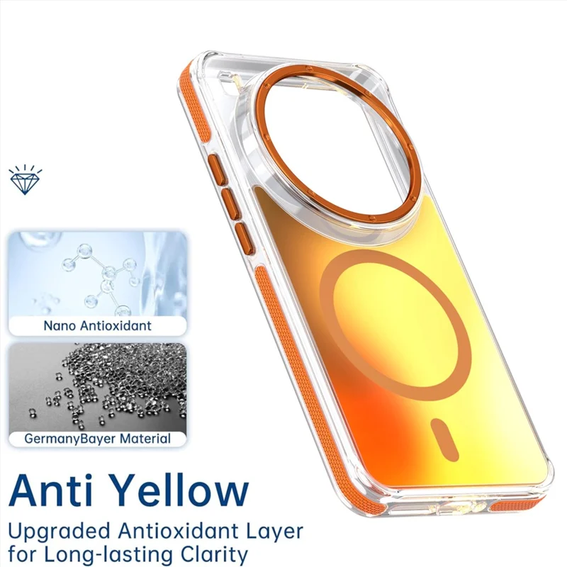 For Xiaomi 15 Ultra Case Compatible with MagSafe Color Changing TPU Acrylic Phone Back Cover - Orange