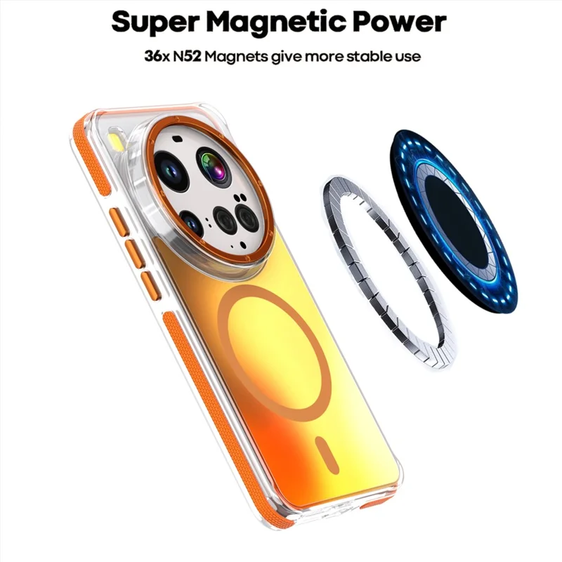 For Xiaomi 15 Ultra Case Compatible with MagSafe Color Changing TPU Acrylic Phone Back Cover - Orange