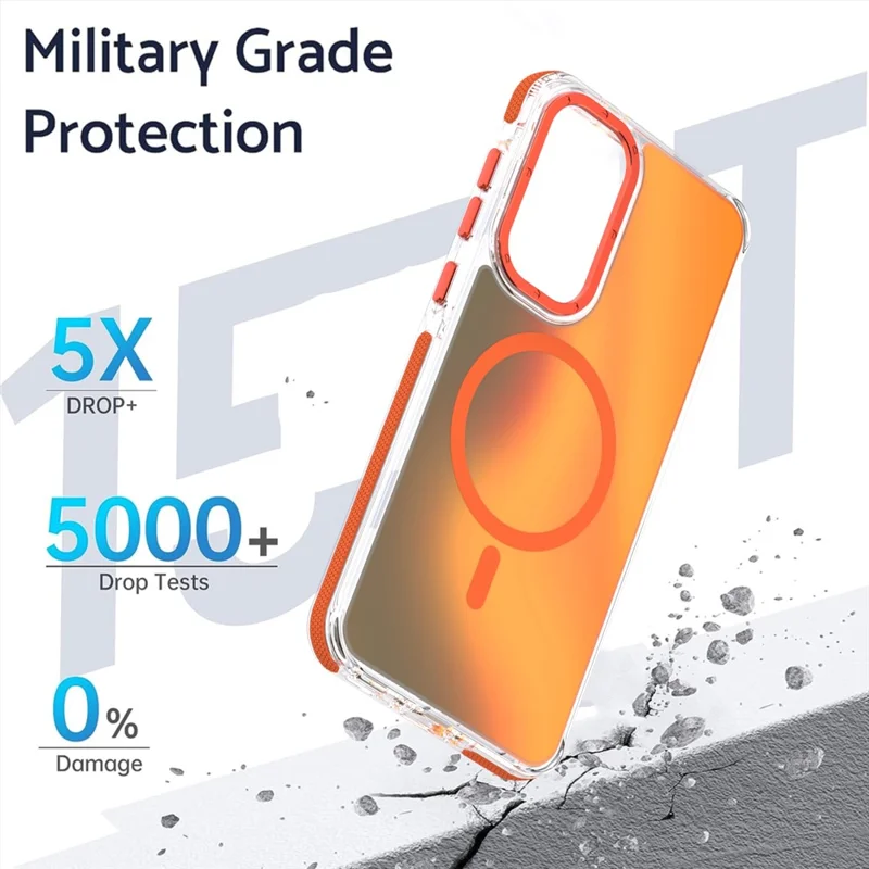 For Samsung Galaxy A55 5G Case Compatible with MagSafe Color Changing TPU Acrylic Phone Back Cover - Orange