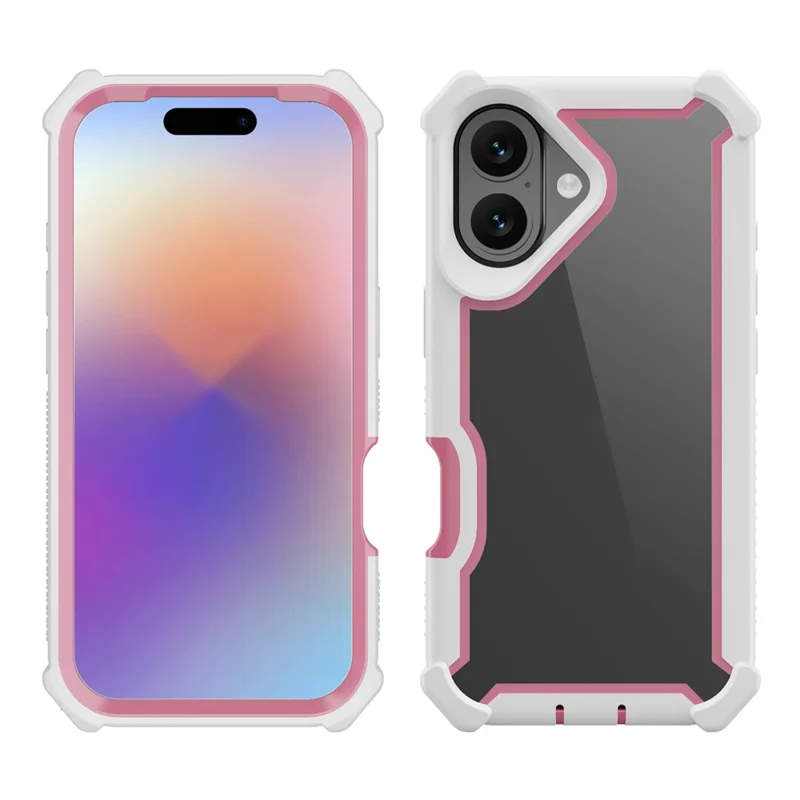 Für iPhone 17 Hülle Transparent Abnehmbar 2-in-1 Stoßfest TPU + PC Handyrückseite - Rosa