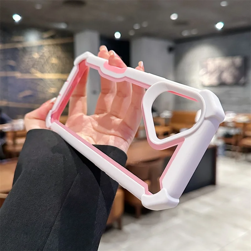 Für iPhone 17 Hülle Transparent Abnehmbar 2-in-1 Stoßfest TPU + PC Handyrückseite - Rosa