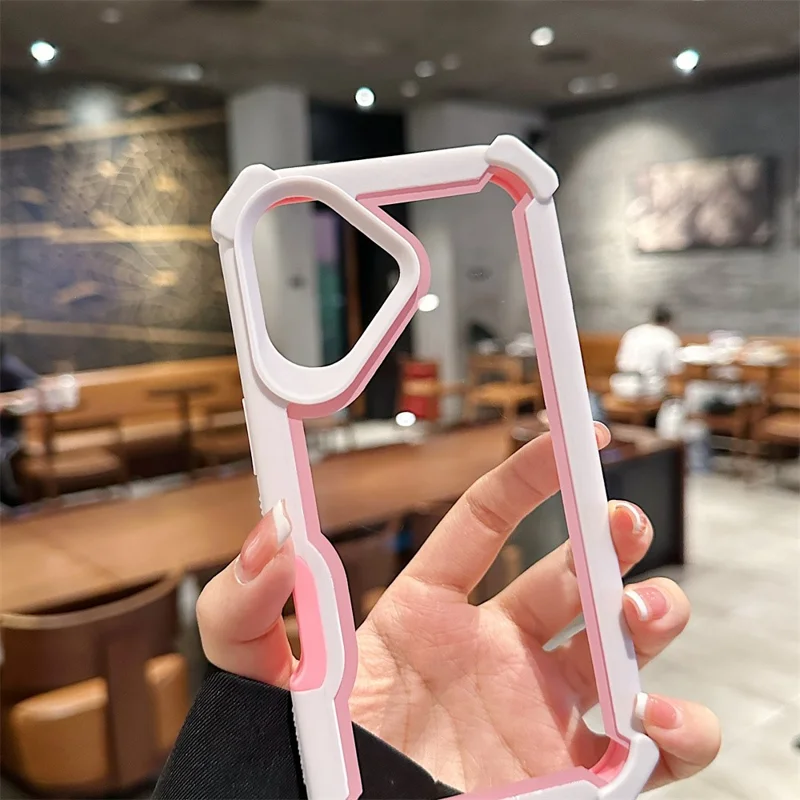 Für iPhone 17 Hülle Transparent Abnehmbar 2-in-1 Stoßfest TPU + PC Handyrückseite - Rosa
