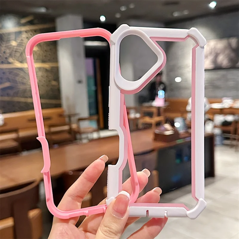 Für iPhone 17 Hülle Transparent Abnehmbar 2-in-1 Stoßfest TPU + PC Handyrückseite - Rosa
