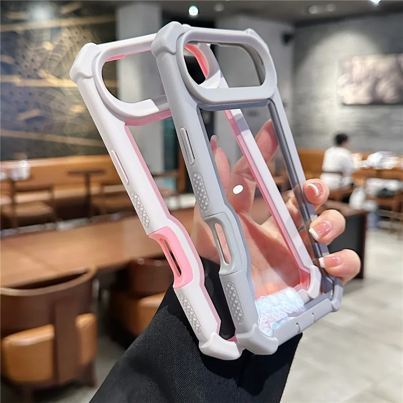 For iPhone Air Case Clear Detachable 2 in 1 Shockproof TPU + PC Phone Back Cover - Pink