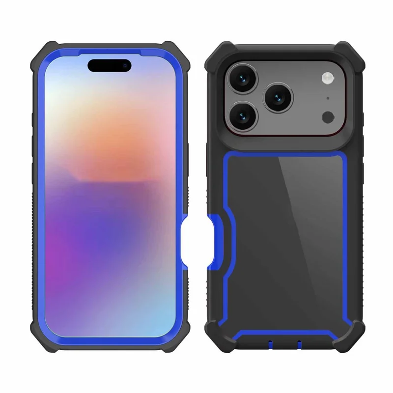Für iPhone 17 Pro Hülle Transparent Abnehmbar 2-in-1 Stoßfest TPU + PC Handyrückseite Schutzhülle - Schwarz / Blau