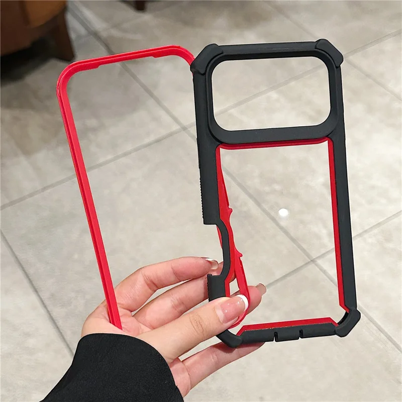 Für iPhone 17 Pro Hülle Transparent Abnehmbar 2-in-1 Stoßfest TPU + PC Handyrückseite Schutzhülle - Schwarz / Blau