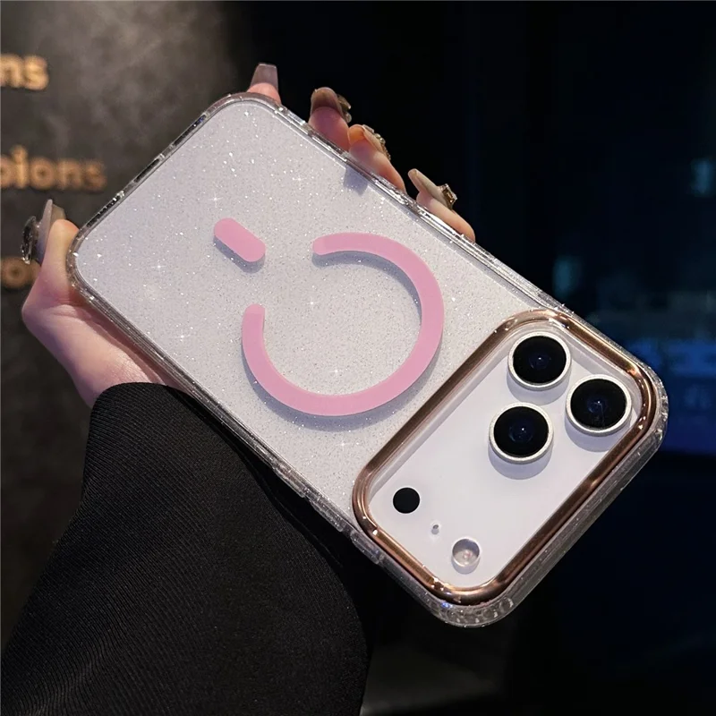For iPhone 17 Pro Case Compatible with MagSafe PC + TPU + Acrylic Anti-Drop IMD Phone Cover - Pink