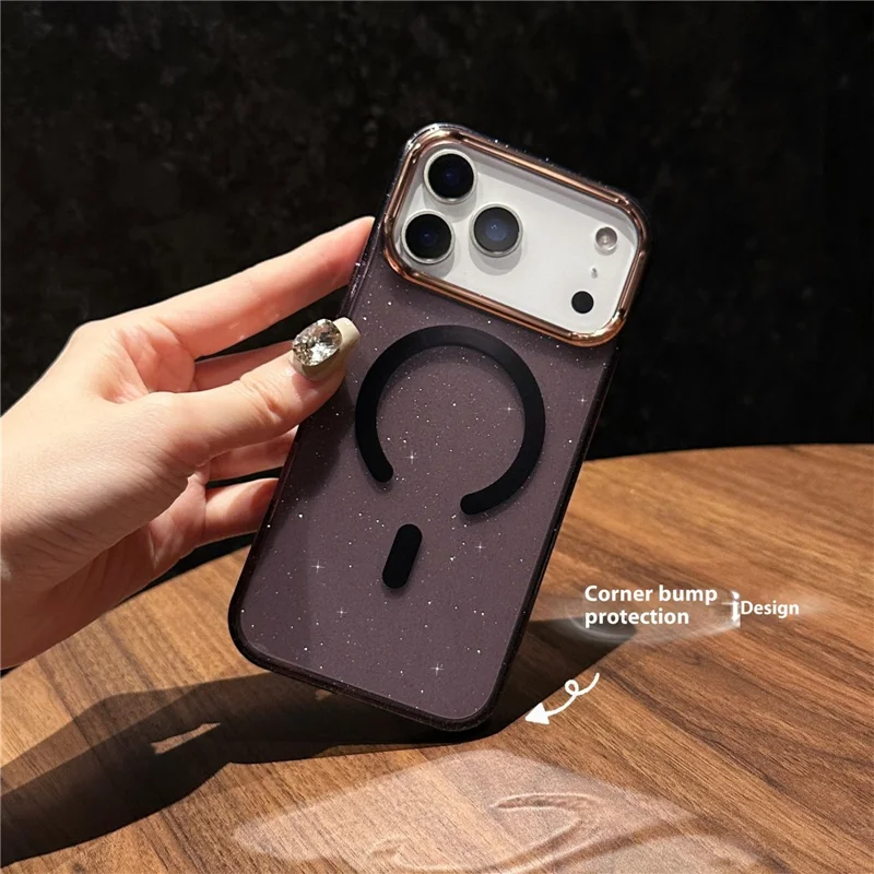 For iPhone 17 Pro Case Compatible with MagSafe PC + TPU + Acrylic Anti-Drop IMD Phone Cover - Pink