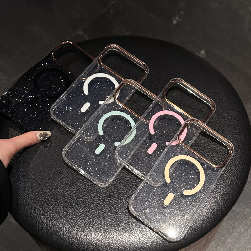 For iPhone 17 Pro Case Compatible with MagSafe PC + TPU + Acrylic Anti-Drop IMD Phone Cover - Pink