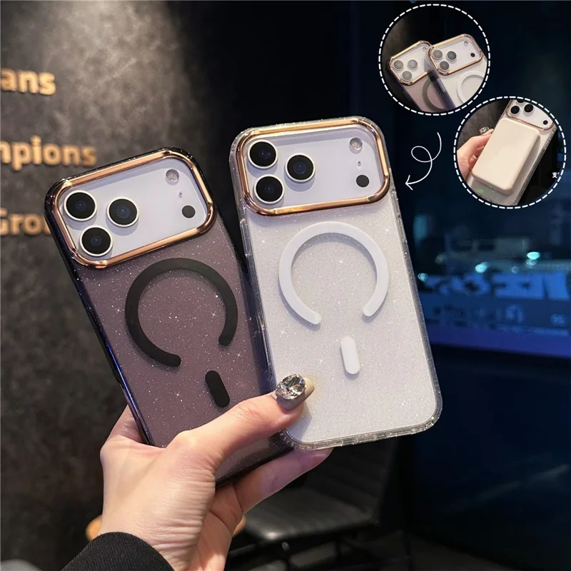 For iPhone 17 Pro Max Case Compatible with MagSafe PC + TPU + Acrylic Anti-Drop IMD Phone Cover - White