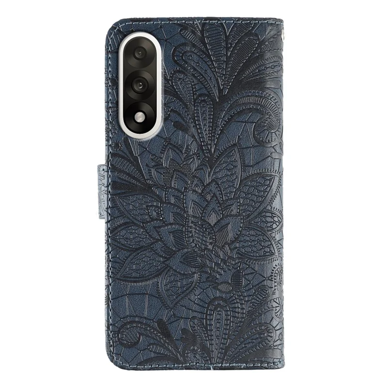 For OnePlus Ace 5 Ultra 5G / Nord 5 5G Case Lace Flowers PU Leather Flip Wallet Phone Cover - Dark Blue