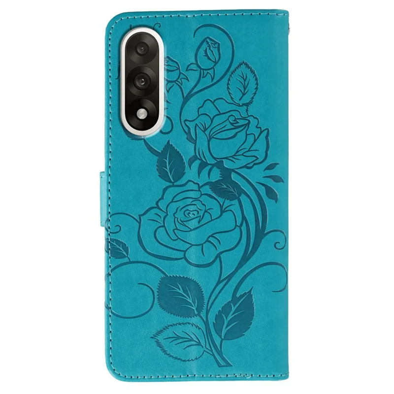 For OnePlus Ace 5 Ultra 5G / Nord 5 5G Case Wallet Stand Imprinted Rose Butterfly PU Leather Phone Cover - Blue
