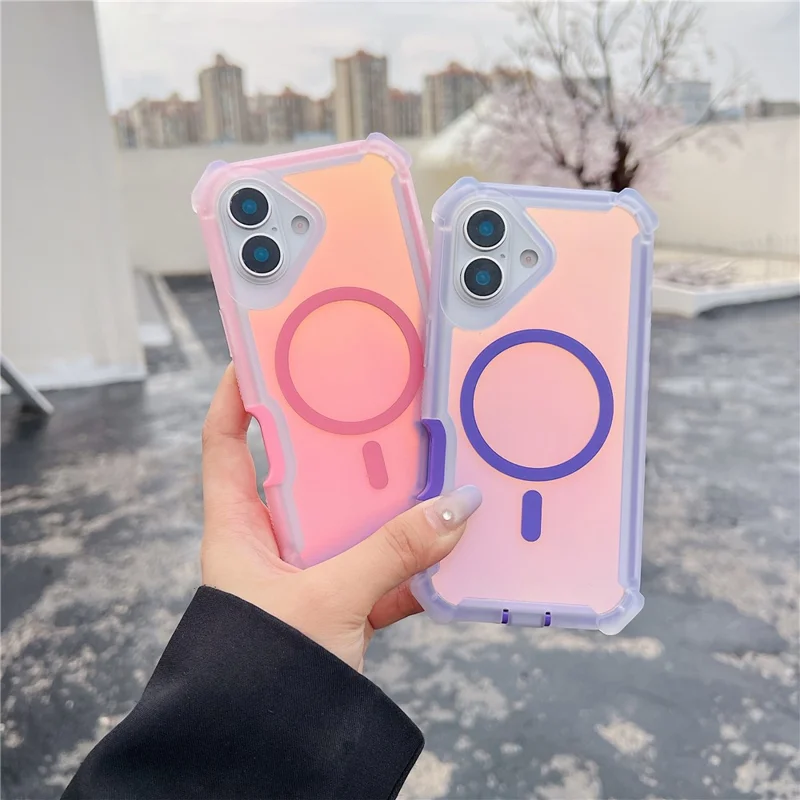 For iPhone 17 Magnetic Case Chameleon Anti Drop TPU + PC Phone Cover - Transparent Pink