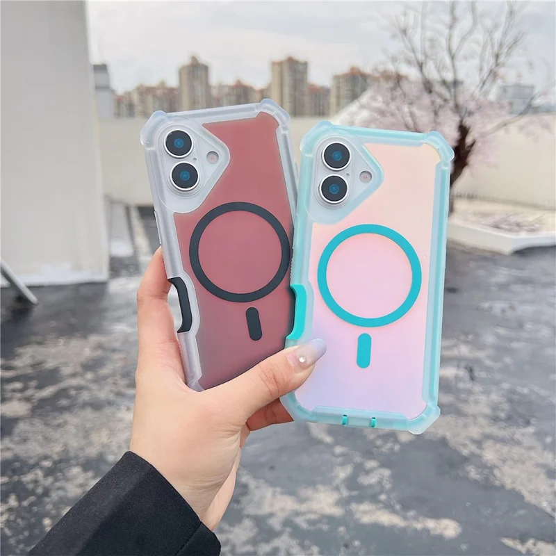 For iPhone 17 Magnetic Case Chameleon Anti Drop TPU + PC Phone Cover - Transparent Pink