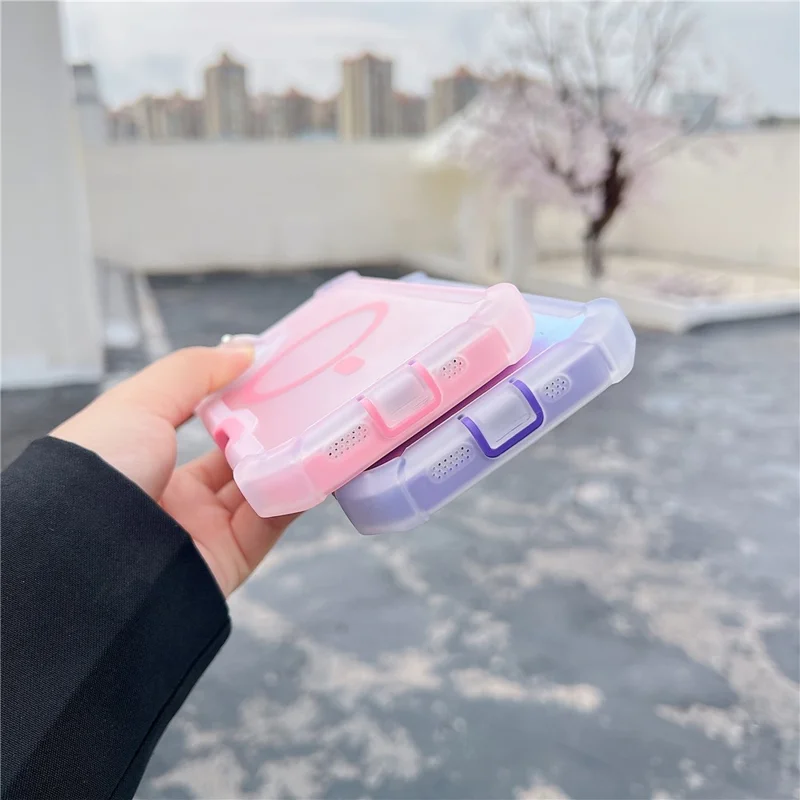 For iPhone 17 Magnetic Case Chameleon Anti Drop TPU + PC Phone Cover - Transparent Pink