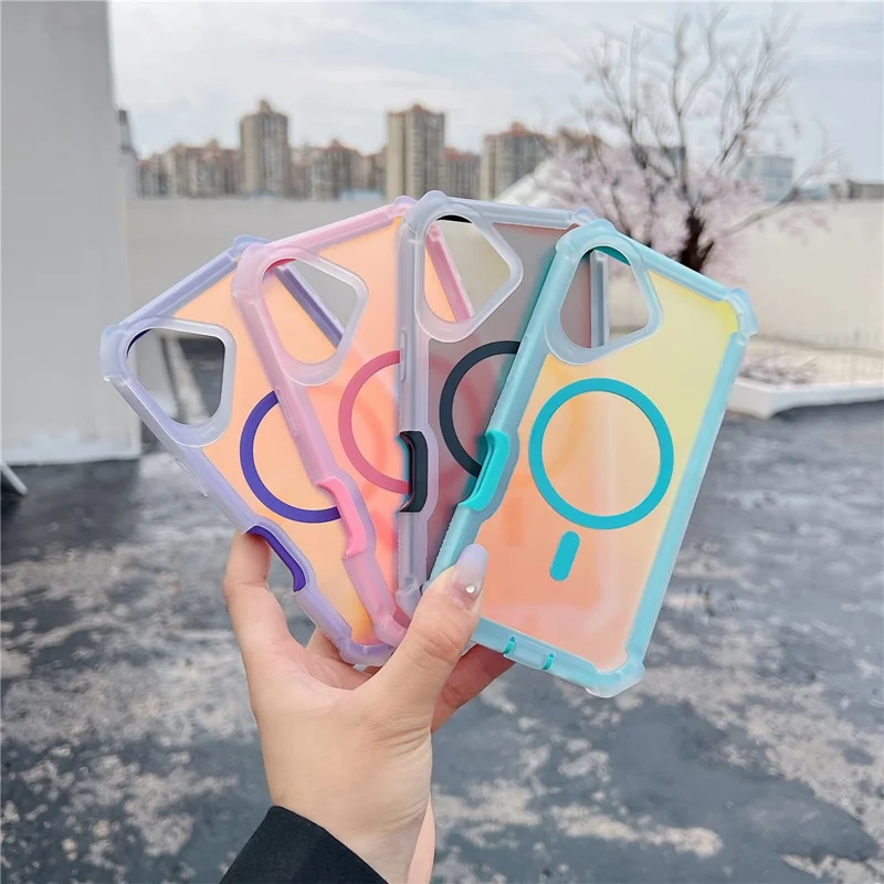 For iPhone 17 Magnetic Case Chameleon Anti Drop TPU + PC Phone Cover - Transparent Pink