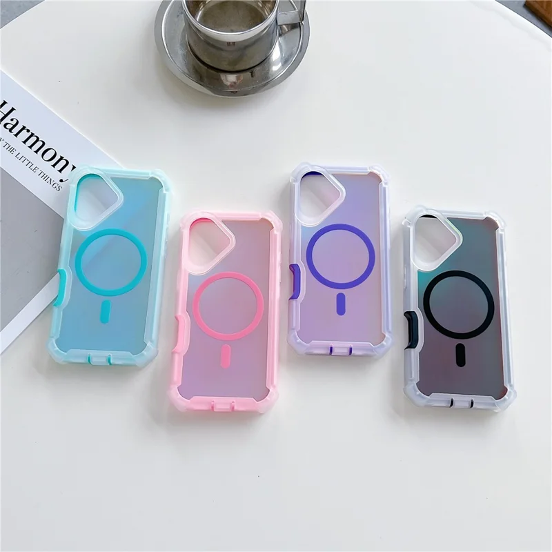 For iPhone 17 Magnetic Case Chameleon Anti Drop TPU + PC Phone Cover - Transparent Pink