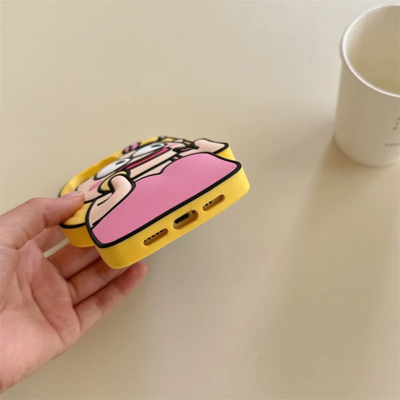 For iPhone 15 Silicone Case Cute Makeup Girl Design Shockproof Phone Back Cover