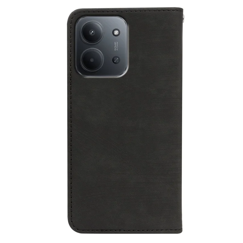 Para Xiaomi Redmi 15C 4G (UE) (173mm) Capa de Couro com Carteira Magnética Resistente para Celular com Textura Listrada - Preto
