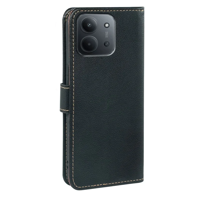 For Xiaomi Redmi 15C 4G (Global) (171mm) / Poco C85 4G (171mm) Case RFID Blocking Wallet Litchi Texture Leather Phone Cover Magnetic Clasp - Black