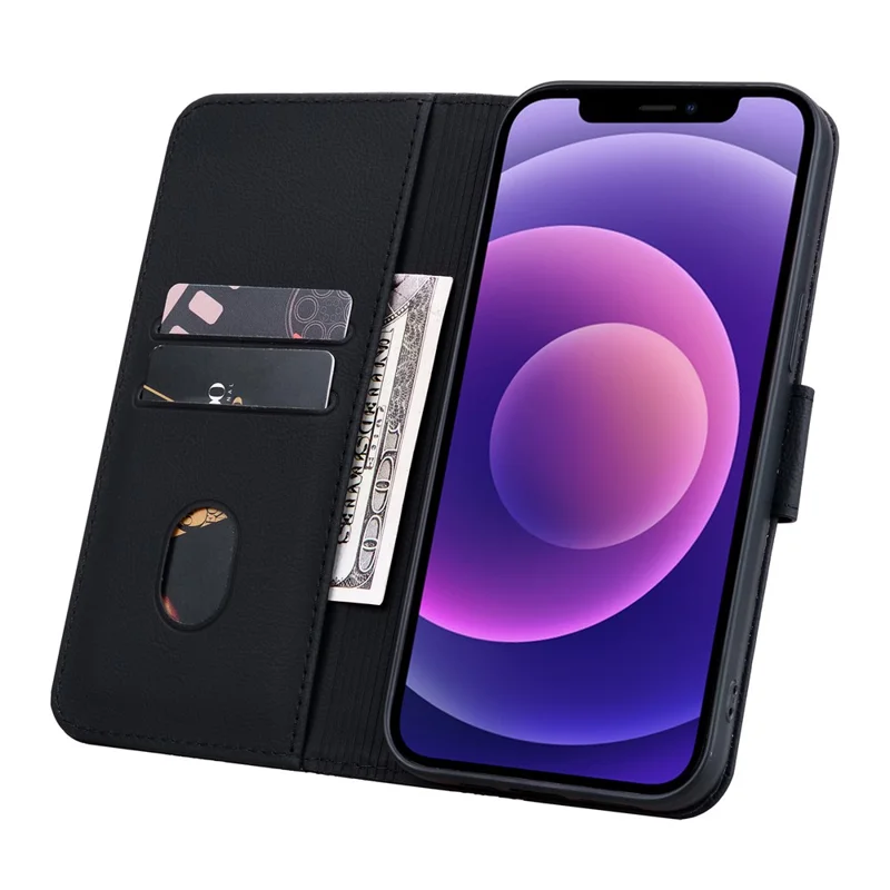 Für iPhone 17 Air Case Rhombus Muster Leder Geldbörse Handyhülle mit Handschlaufe - Schwarz