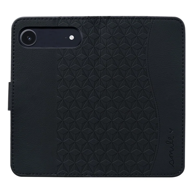 Für iPhone 17 Air Case Rhombus Muster Leder Geldbörse Handyhülle mit Handschlaufe - Schwarz